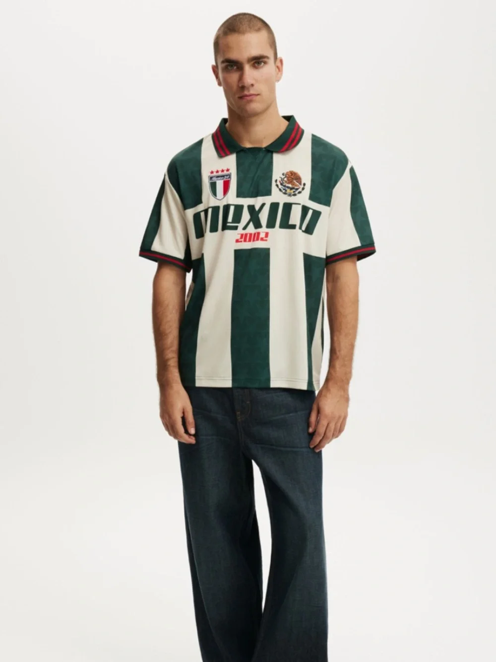Cotton On Mexico 2002 Green & Cream Soccer Jersey XL - Picture 6 of 10